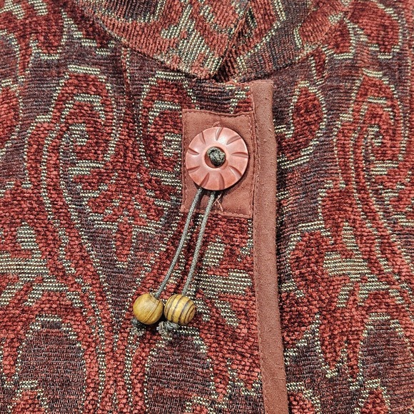 Flashback 90's Vintage Burgundy Aztec Boho Southwestern Tapestry Jacket Medium - Picture 8 of 8
